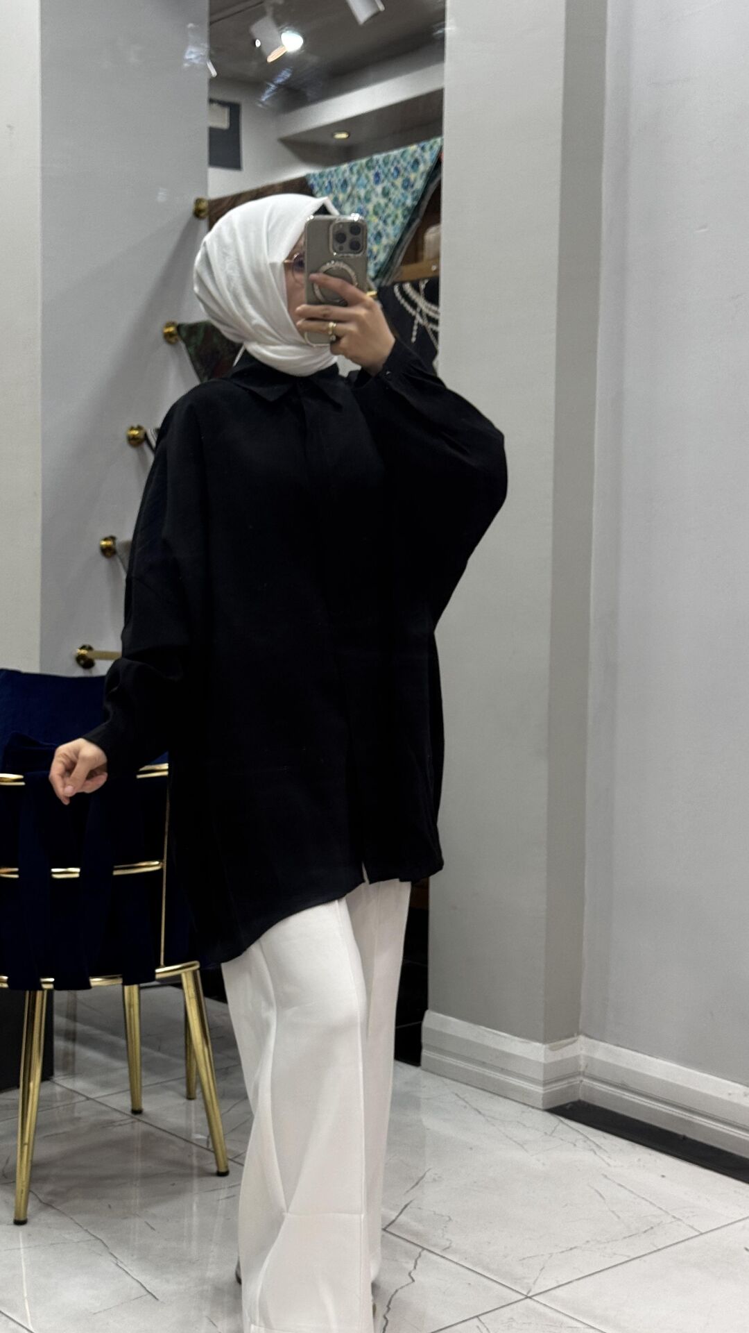 PUANE TENSEL GÖMLEK SİYAH