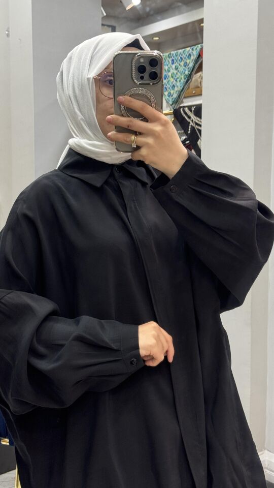 PUANE TENSEL GÖMLEK SİYAH