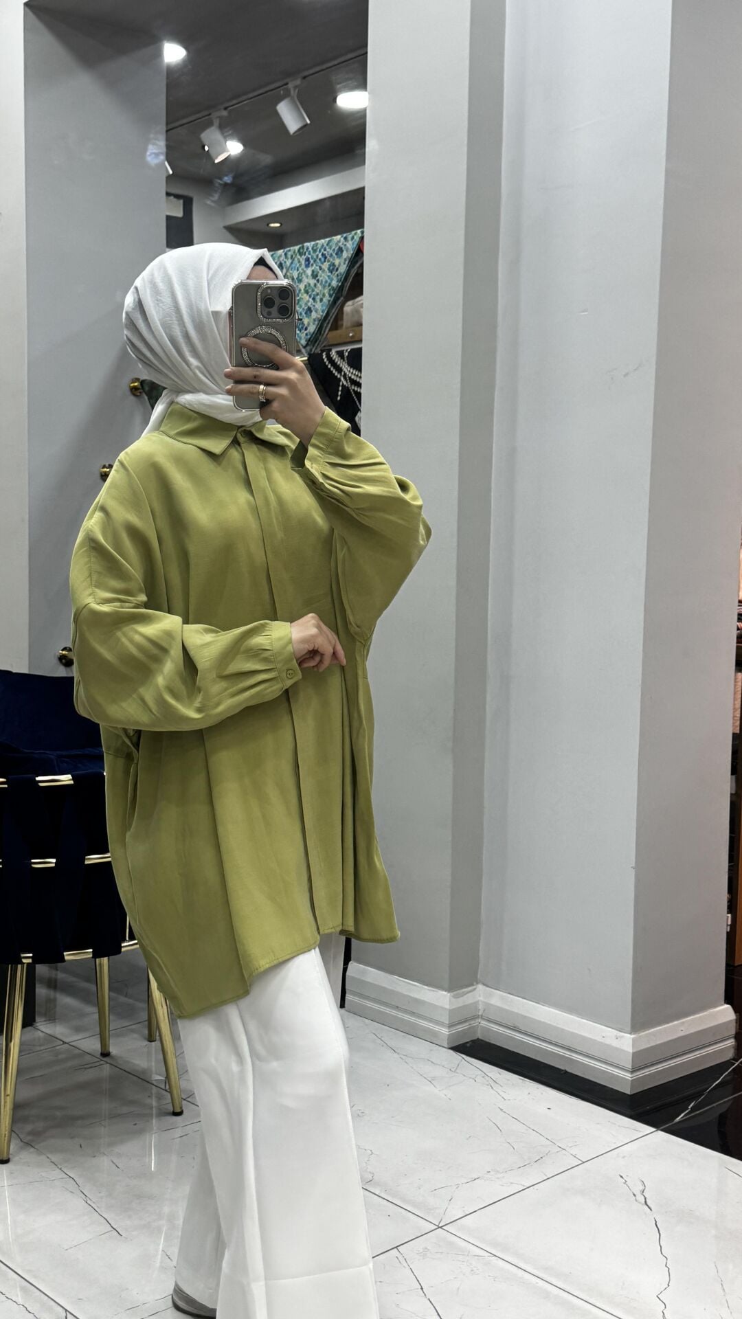 PUANE TENSEL GÖMLEK YAĞ YEŞİLİ