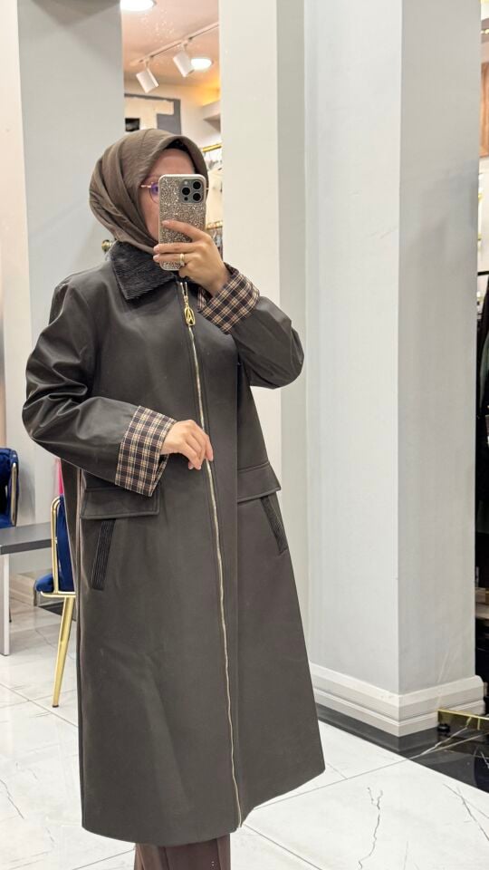 ARMİNE TREND 26KT511 YAĞMURLUK TRENÇ KAHVE