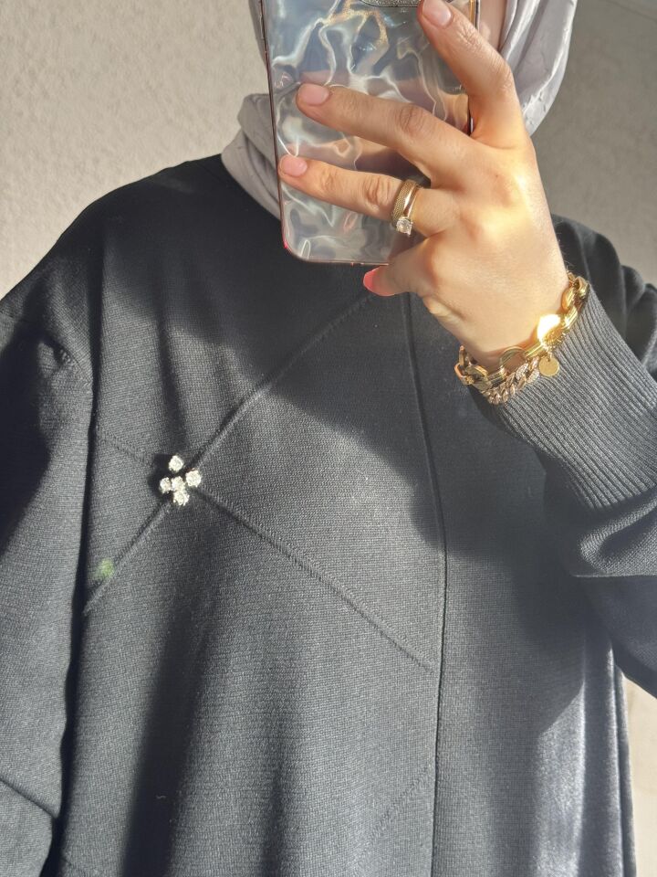 TUĞBA MERSERİZE ELBİSE SİYAH