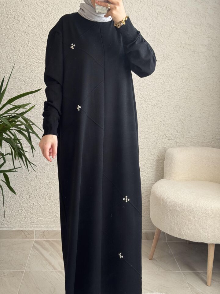 TUĞBA MERSERİZE ELBİSE SİYAH
