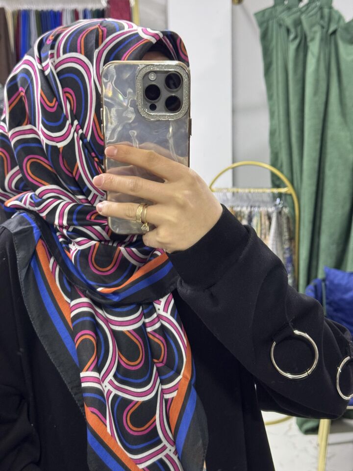 SOFT KUMAŞ TAM PAMUKLU EŞARP SİYAH